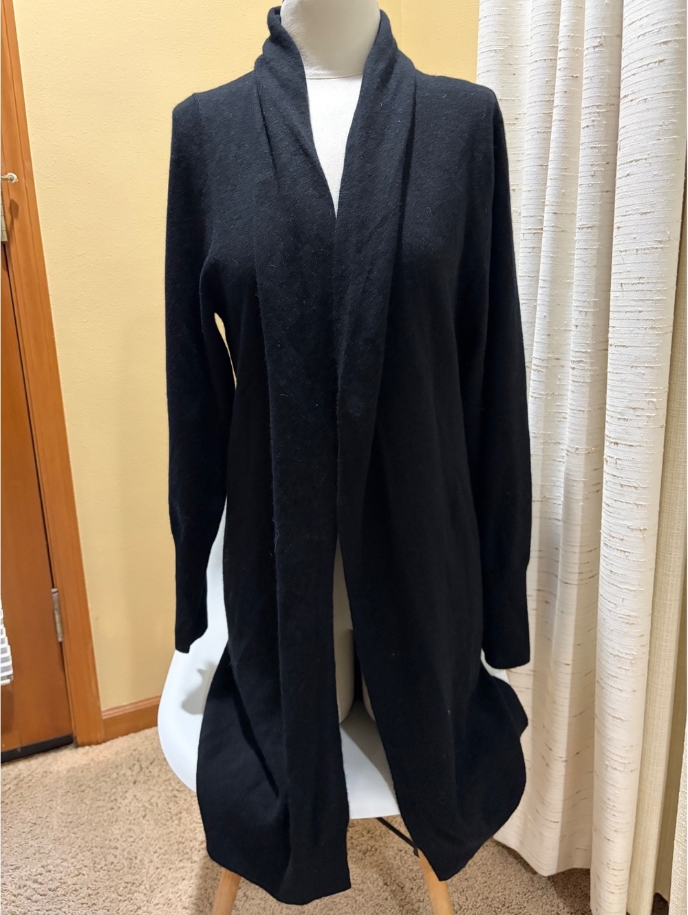 NWT Quince 100% Cashmere Long Duster Cardigan Shawl Collar Black Size XL Women